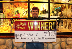 Austin V. Firecracker Cash Giveaway Winner