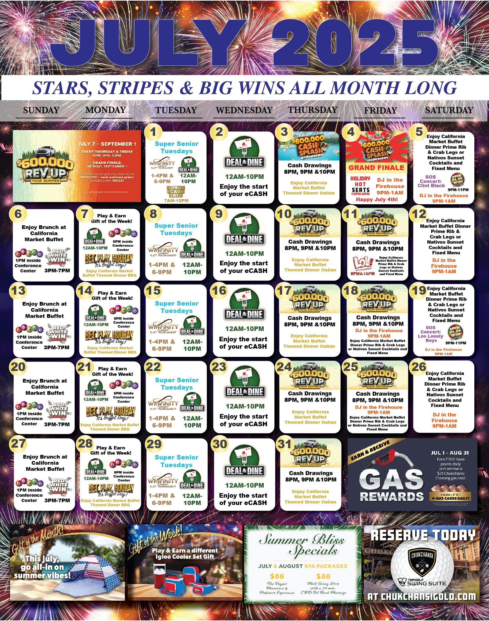 July Promotions and Events Calendar Website Digital